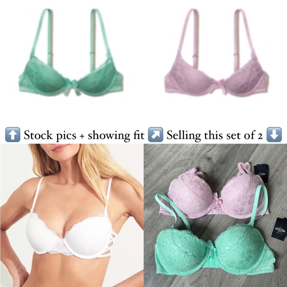 🌟SALE🌟NWT Hollister Gilly Hicks Lace Push Up Balconet Bras Set of 2